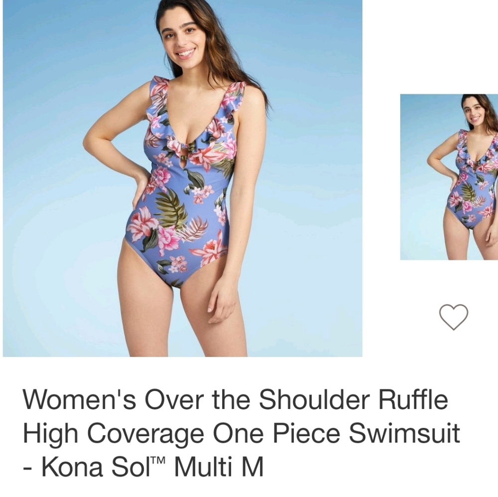 Womens Over the Shoulder High Coverage One Piece Swimsuit Size M